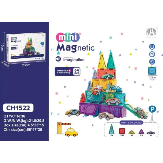 CH1522 3.75CM Mini Magnetic Blok 64 PCS