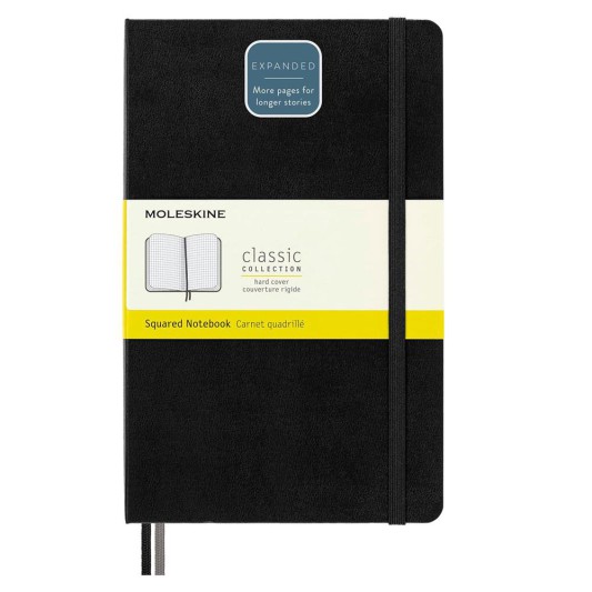 Moleskine Classic Expanded Sert Kapak Kareli Defter 13x21 Black