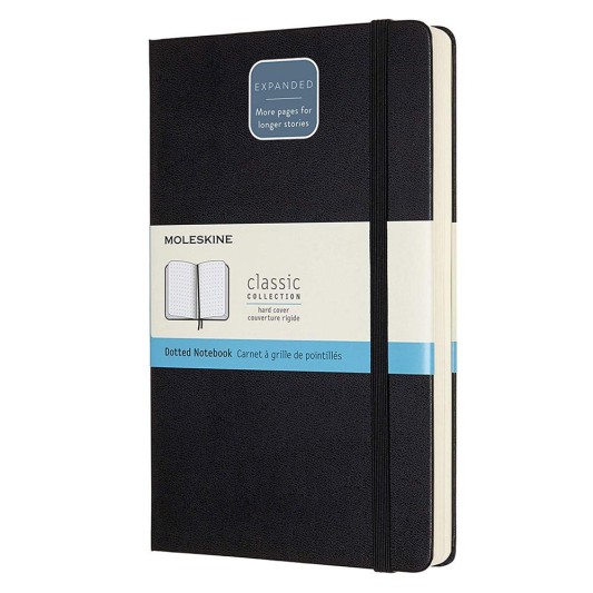 Moleskine Classic Expanded Sert Kapak Noktalı Defter 13x21 Black