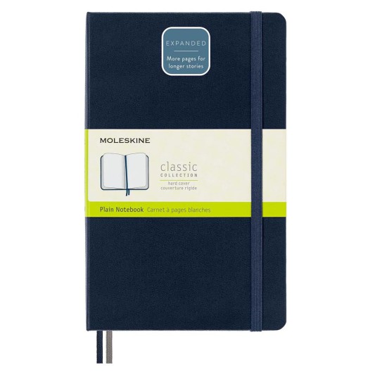 Moleskine Classic Expanded Sert Kapak Çizgisiz Defter 13x21 Sapphire Blue