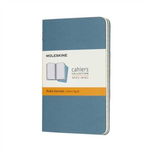 Moleskine Çizgili Cahier Not Defteri 3\'Lü Set Cep Boy Canli Mavi