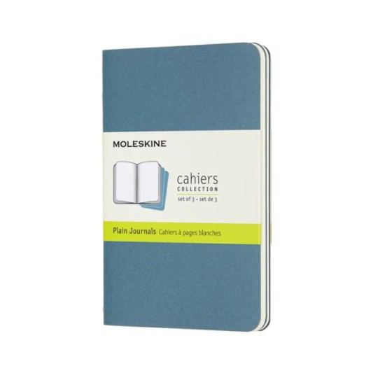 Moleskine Cahier Journals Çizgisiz Defter 3 lü 9x14 Canlı Mavi