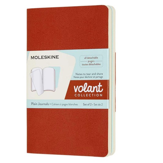 Moleskine Volant Journals Çizgisiz Defter 2 li Set 9x14 Coral Orange/Aquamarine Blue