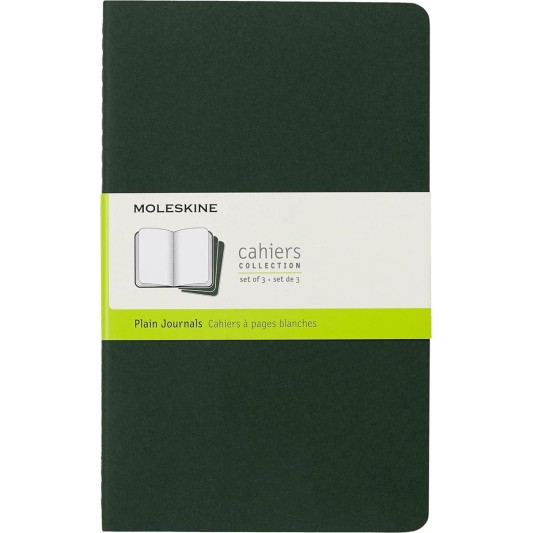 Moleskine Çizgisiz Cahier Not Defteri 3\'lü Set L Boy Mersin Yeşili