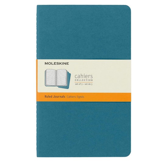Moleskine Cahier Journals 3 lü Çizgili Defter 13x21 Brisk Blue