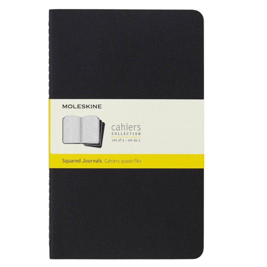 Moleskine Cahier Journals 3 lü Kareli Defter 13x21 Black