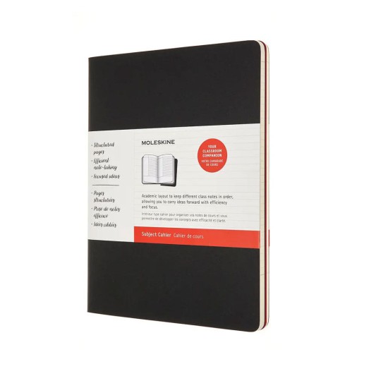 Moleskine Cahier Journals Subject Defter 19x25 Black/Cranberry Red