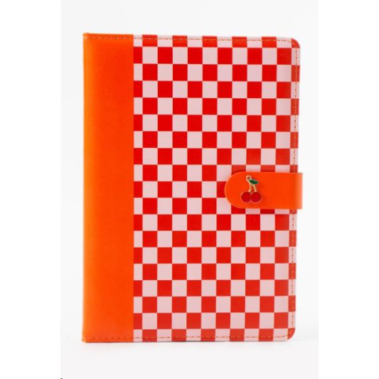 Daks Kirazlı Turuncu Defter Çıtçıtlı Kapak A5 Not Defteri 80 Yaprak Çizgili