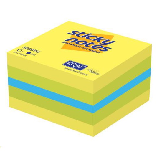 KRAF YAPIŞKANLI NOT KAĞIDI KÜP 50x50mm 250 YP NEON YELLOW & GREEN 5050YG