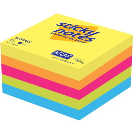 KRAF YAPIŞKANLI NOT KAĞIDI KÜP 50x50mm 250yp MIXED 5050MX