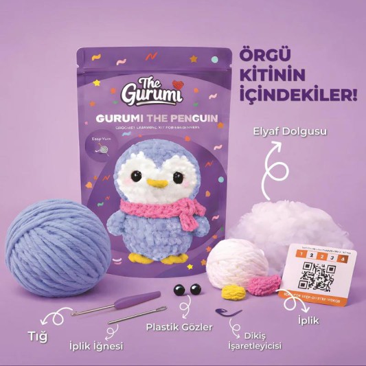 The Gurumi Penguen Örgü Öğrenme Kiti