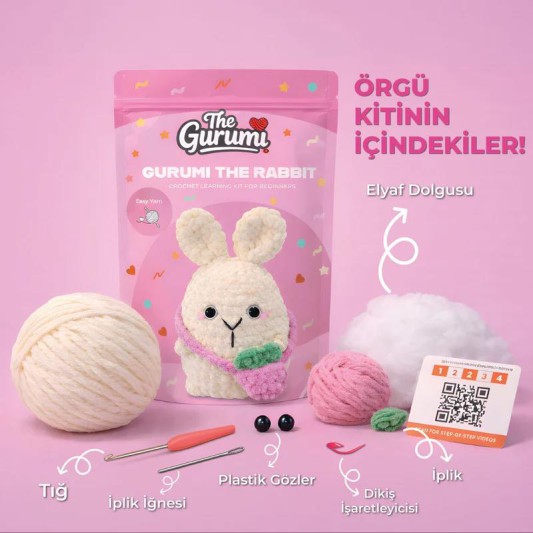 The Gurumi Tavşan Örgü Öğrenme Kiti