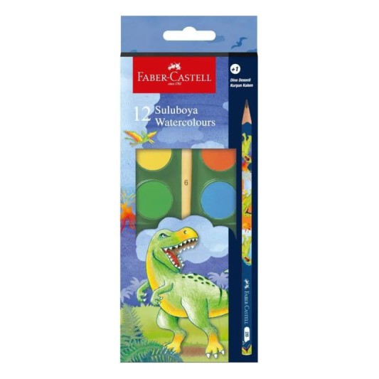 Faber Dino Büyük Boy Sulu Boya 12’li + 1 Kurşun Kalem Hediyeli