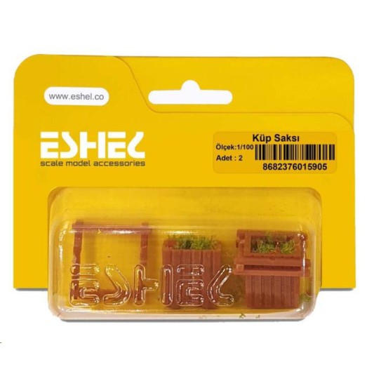 Eshel Maket Çiçekli Küp Saksı 1/100 2li
