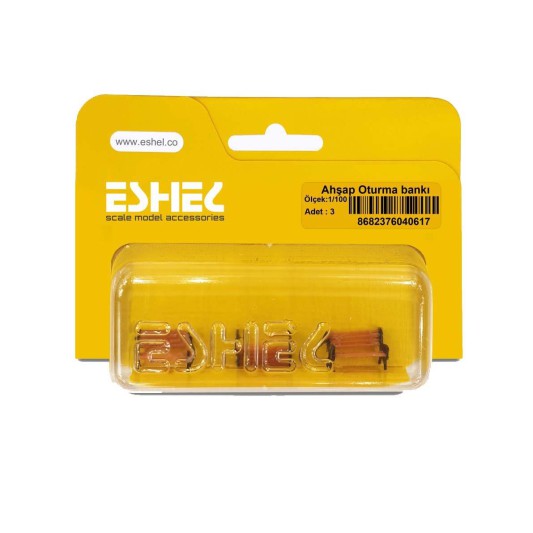 Eshel Maket Ahşap Oturma Bankı 1/100 3lü
