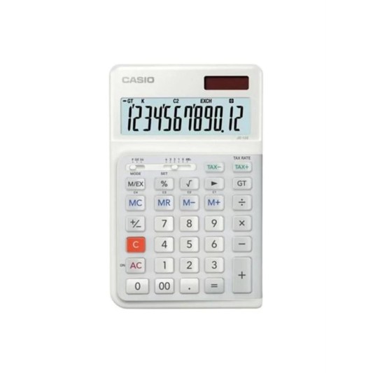 Casio Beyaz 12 Hane Masa Üstü Ergonomik Tuşlu Hesap Makinesi JE-12E-WE-W-DP