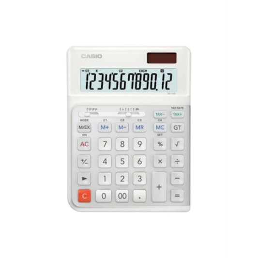 Casio Beyaz 12 Hane Masa Üstü Ergonomik Tuşlu Hesap Makinesi  DE-12E-WE-W-DP