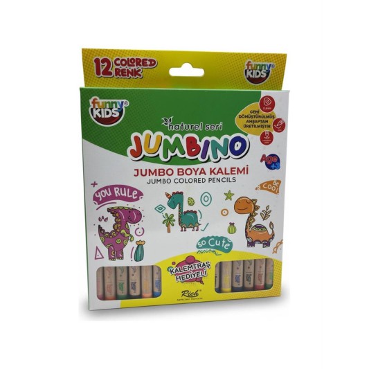Funny Kids Jumbıno Jumbo Boya Kalemi Natrel Seri 12 Parça Ahşap