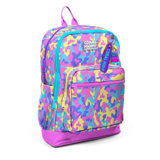Coral High Pembe Sarı Lavanta Kamuflaj Desenli Okul Sırt Çantası 33201