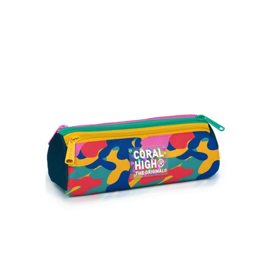 Coral High Renkli Kamuflaj Desenli Üç Bölmeli Kalem Çantası 31032
