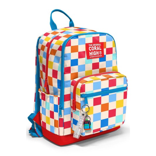 Coral High Çok Renkli Dama Desenli Okul Sırt Çantası 33225