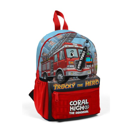 Coral High Minik Yuva Sırt Çantası Kırmızı Mavi İtfafiye Desenli İki Bölmeli 33263