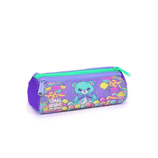 Coral High Milka Şeker Ayıcık Desenli Üç Bölmeli Kalem Çantası 31005