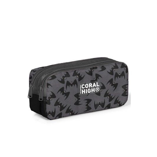 Coral High Gri Siyah Yarasa Desenli İki Bölmeli Kalem Çantası 31044