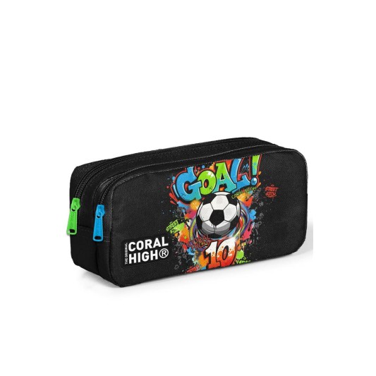 Coral High Siyah Goal Desenli İki Bölmeli Kalem Çantası 31053