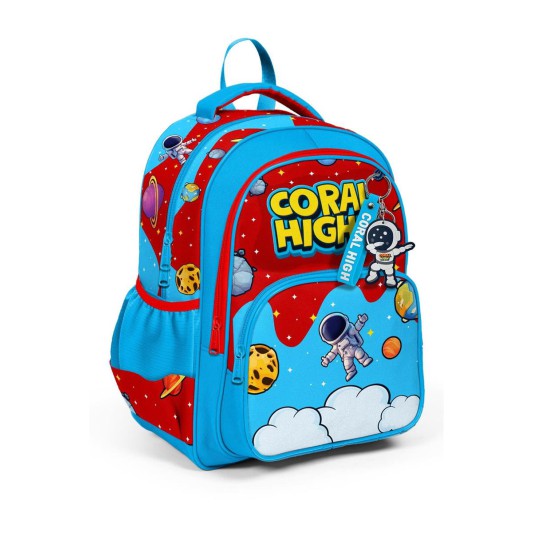 Coral High Astronot Uzay Desenli Üç Bölmeli Okul Sırt Çantası 33245