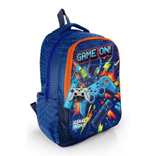 Coral High Lacivert Game Desenli Üç Bölmeli Okul Sırt Çantası 33251