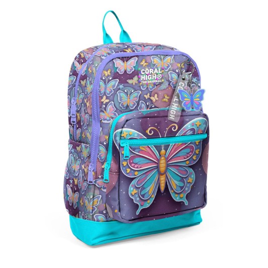 Coral High Pastel Renkli Kelebek Desenli Okul Sırt Çantası 33206