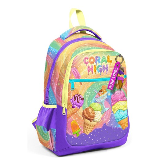Coral High Milka Dondurma Desenli Üç Bölmeli Okul Sırt Çantası 33254