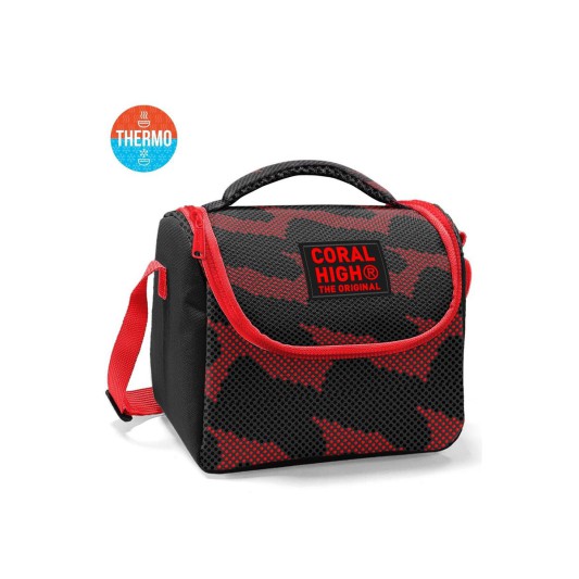Coral High Siyah Kırmızı Desenli Thermo Beslenme Çantası 37133