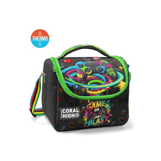 Coral High Siyah Gamer Desenli Thermo Beslenme Çantası 37158