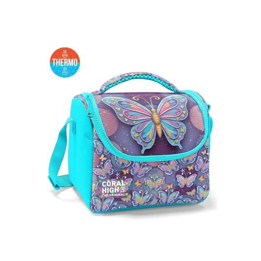 Coral High Pastel Renkli Kelebek Desenli Thermo Beslenme Çantası 37106