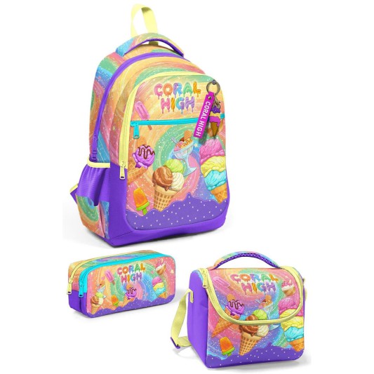Coral High Kids Milka Dondurma Desenli 3’lü Okul Çanta Seti SET33254