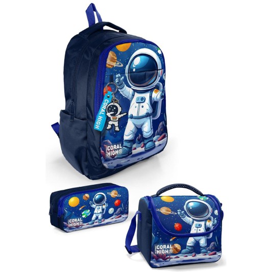 Coral High Lacivert Astronot Desenli 3’lü Okul Çanta Seti SET33252
