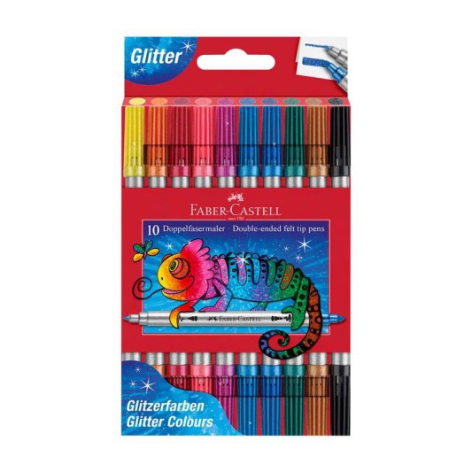 Faber Castell Çift Uçlu Keçeli Kalem Simli 10 lu