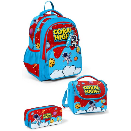 Coral High Astronot Uzay Desenli 3\'lü Okul Çanta Seti 33245