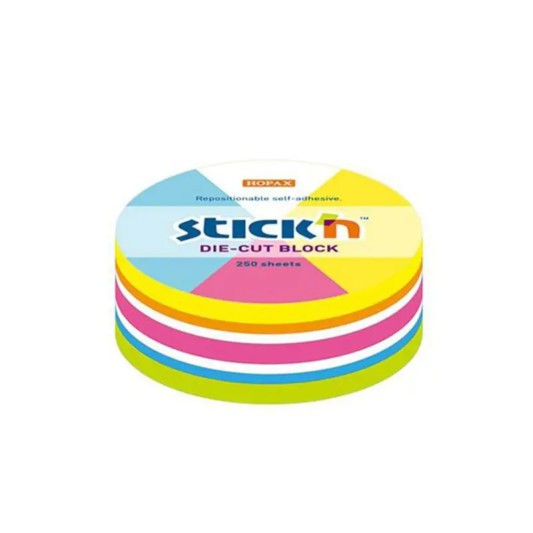 Hopax Stickn Yapışkan Notblok 67x67cm Yuvarlak Neon Renkler 250 Yaprak