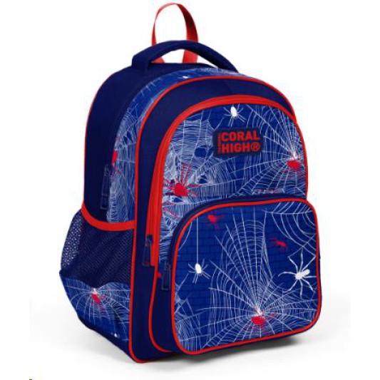Coral High Kids Lacivert Kırmızı Örümcek Desenli Üç Bölmeli Okul Sırt Çantası 23409