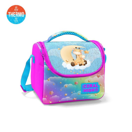 Coral High Mavi Pembe Zürafa Desenli Thermo Beslenme Çantası 11861