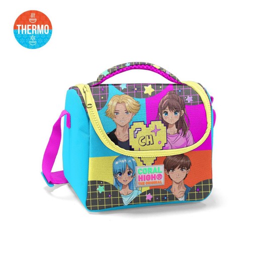 Coral High Gri Mavi Pembe Anime Desenli Thermo Beslenme Çantası 11737