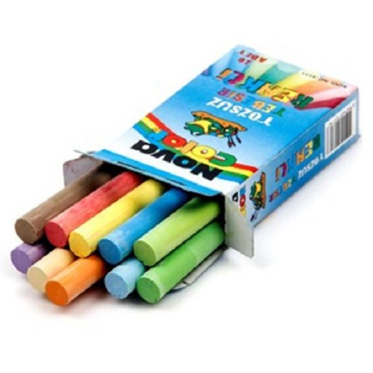 NOVA COLOR TOZSUZ TEBEŞİR RENKLİ 10 LU